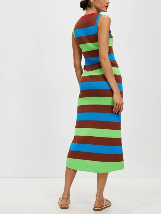 Women's Striped Sleeveless Knit Bodycon Long Cami Sweater Dress by Kaja Clothing-Gladys Dress