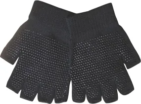 Youths Black Super Soft Magic Gripper Fingerless Thermal Winter Gloves